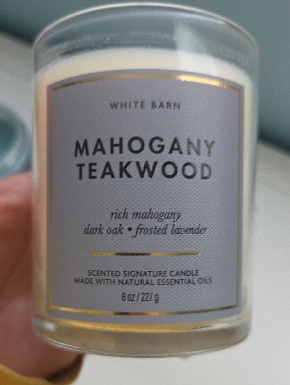 White Barn Sweater Weather & Mahogany Teakwood Candles - Blue, Cream - Picture 5 of 6